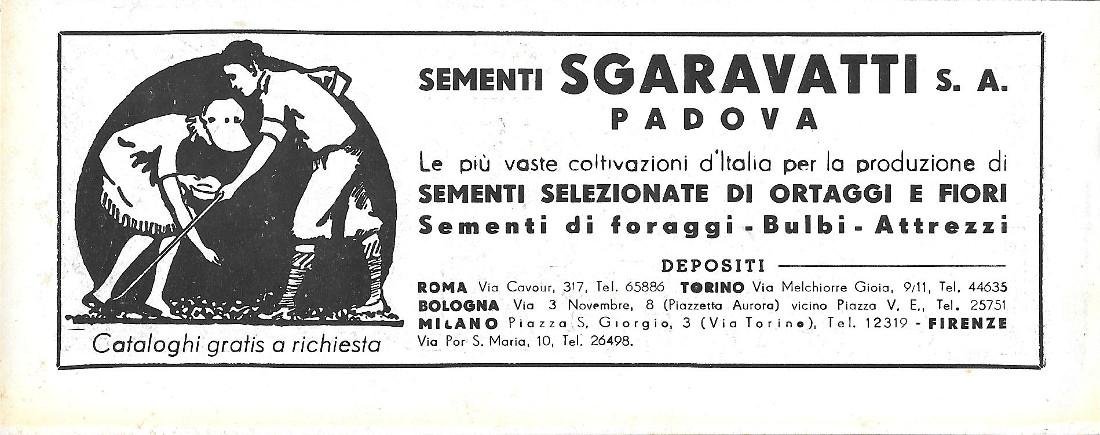 Sementi Sgaravatti Padova. Advertising 1943
