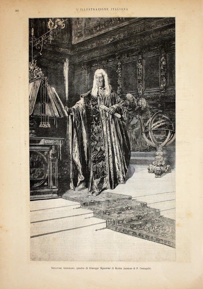 Senatore veneziano da un quadro di Giuseppe Signorini. Stampa 1889