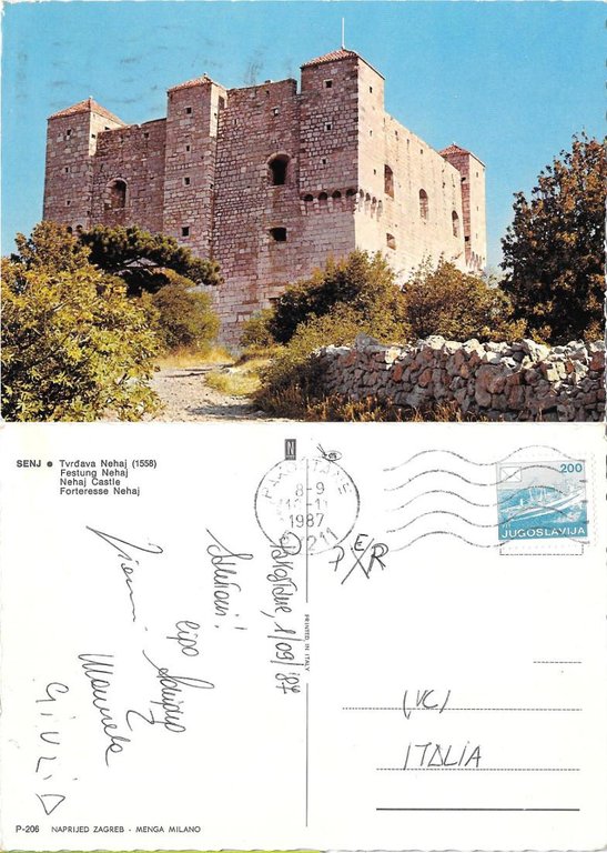 Senj (Croazia - Jugoslavia). Tvrdava Nehaj.  Viaggiata 1987