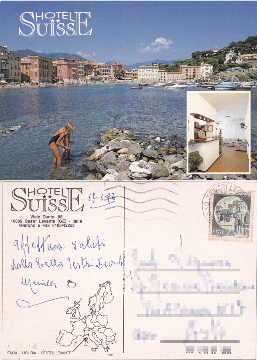 Sestri Levante (GE). Hotel Suisse. Viaggiata 1994