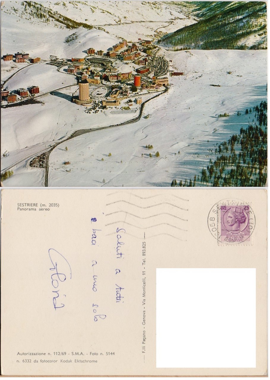 Sestriere. Panorama aereo. Viaggiata