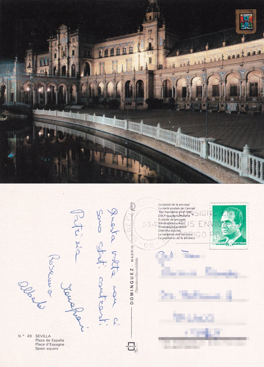 Sevilla. Plaza de Espana. Viaggiata 1990