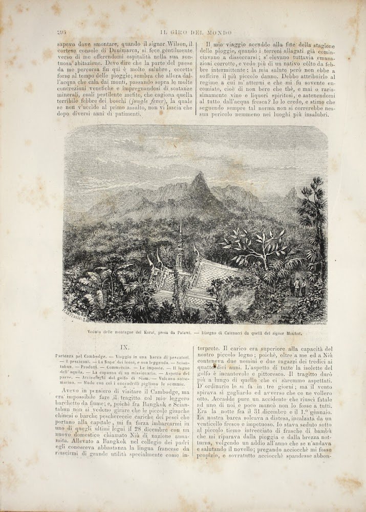 Siam. Montagne del Korat, prese da Patawi/Piramidi rovinate d'Ajuthia. Stampa …