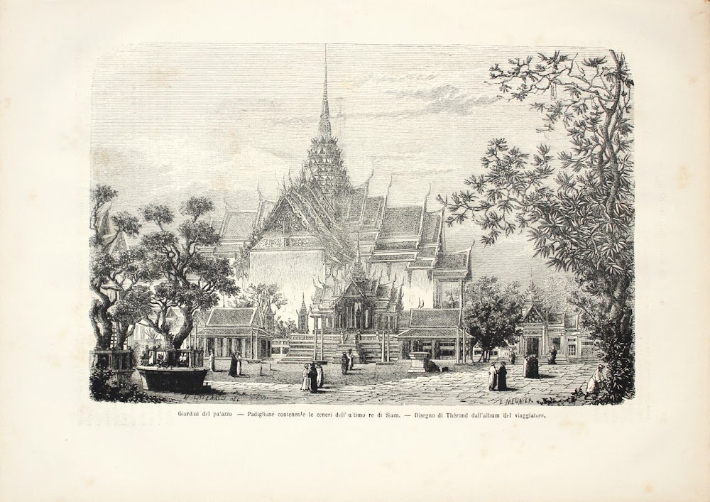 Siam: Padiglione contenenti le ceneri dell'ultimo re/Il secondo re. Stampa …