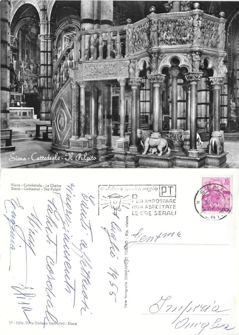 Siena . Cattedrale. Il Pulpito. Viaggiata 1955