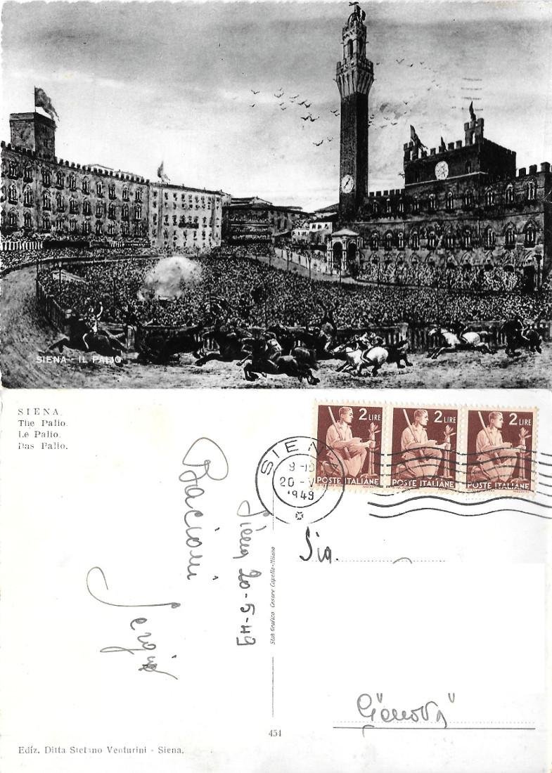 Siena. Il Palio (pittorica). Viaggiata 1949