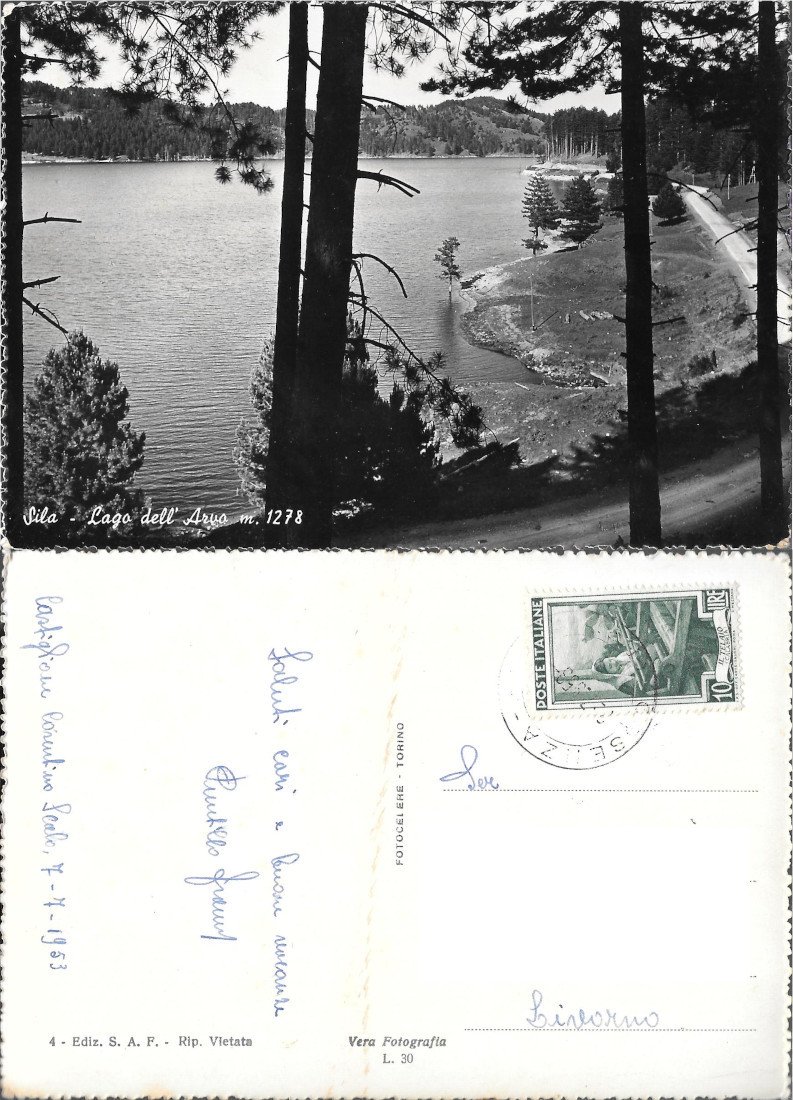 Sila. Lago dell'Arvo. Viaggiata 1953
