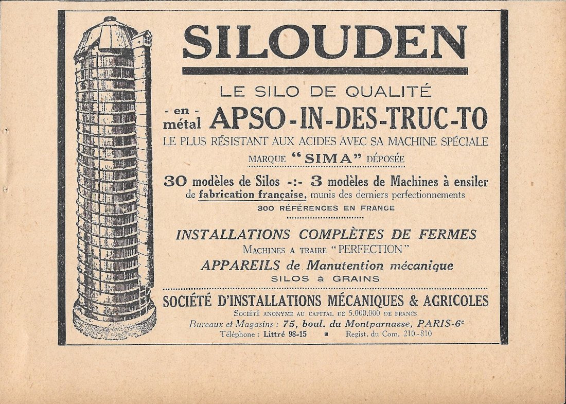 Silouden le silo de qualité - Advertising 1928