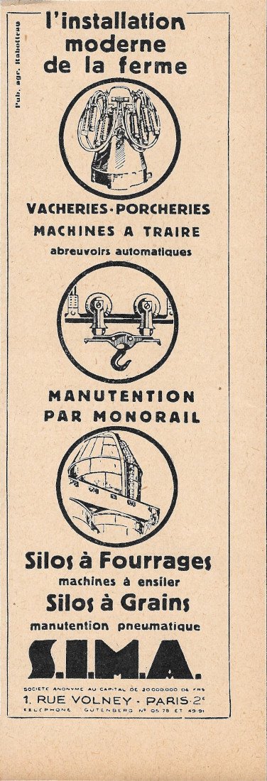 SIMA silos à fourrages, silos à grains - Advertising 1932