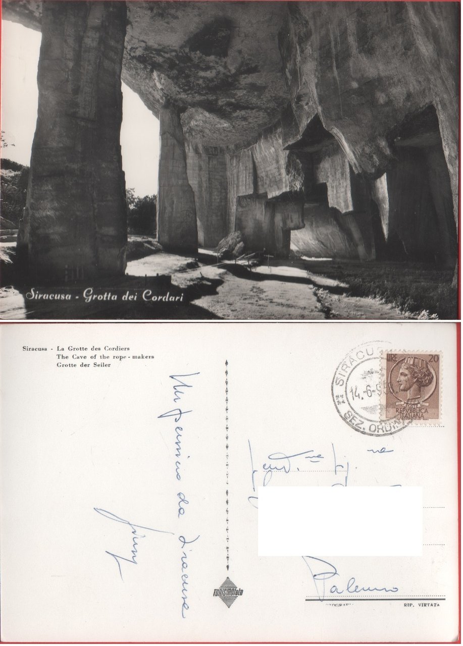 Siracusa. Grotta dei Cordari. Viaggiata 1958
