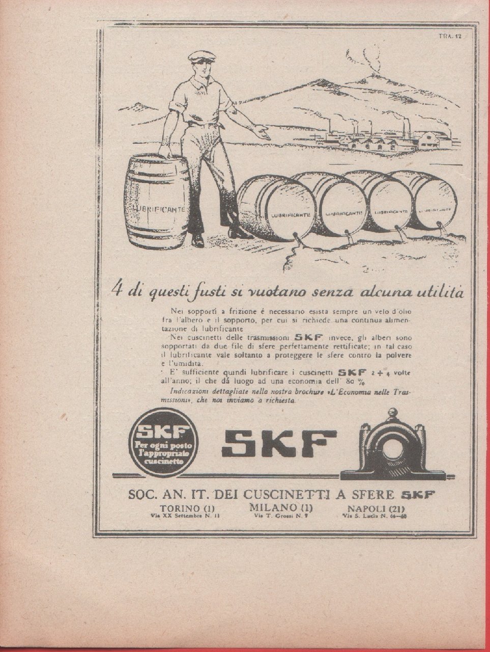 SKF. Cuscinetti a sfere. Advertising 1926