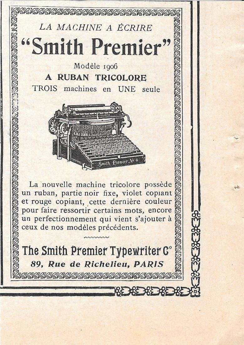 Smith Premier modele 1906. Pubblicita 1906