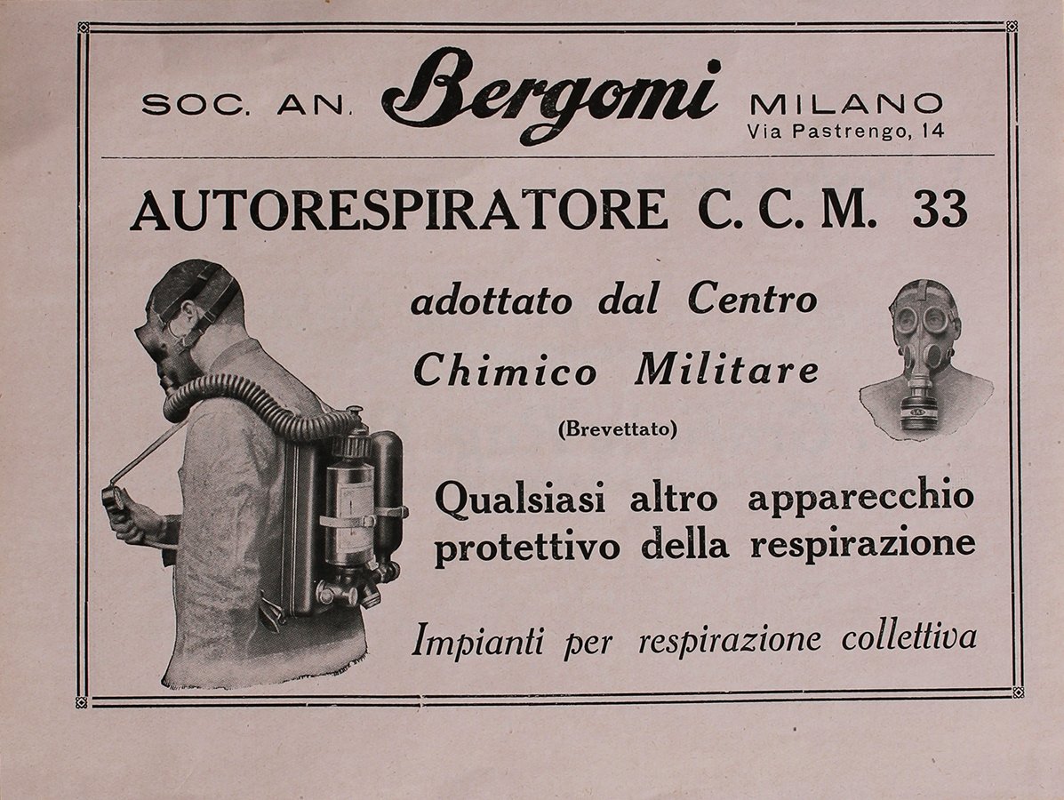 Soc. An. Bergoni. Autorespiratore C.C.M. 33 - Advertising 1933