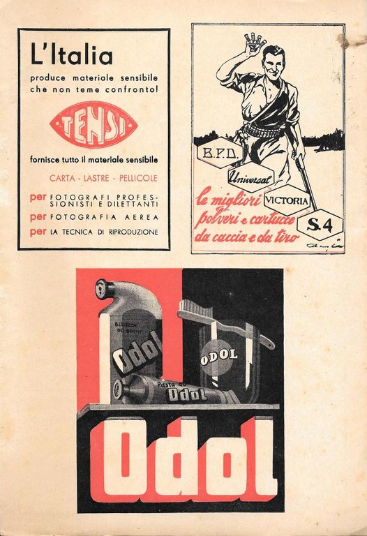 Società Nazionale dei Radiatori / Tensi, Polveri BPD, Odol. Advertising …