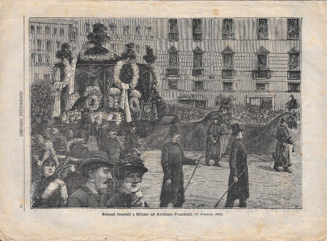 Solenni funerali a Milano ad Amilcare Ponchielli. 21 Gennaio 1886. …