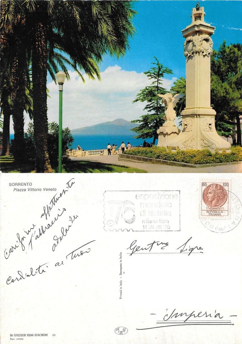 Sorrento. Piazza Vittorio Veneto. Viaggiata 1976