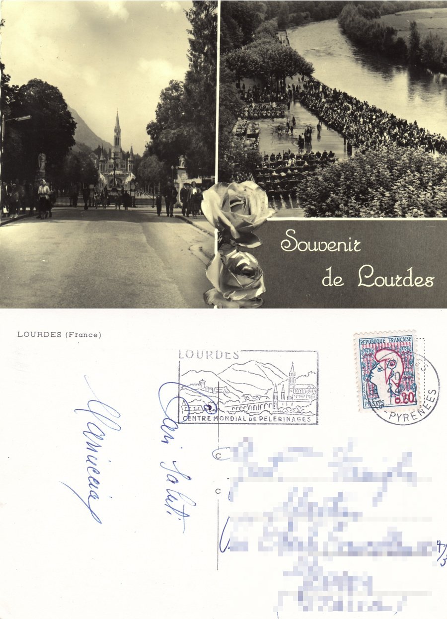 Souvenir de Lourdes. Viaggiata 1964
