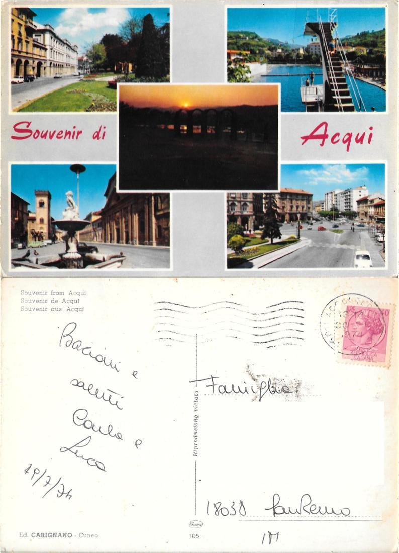 Souvenir di Acqui. Viaggiata 1974