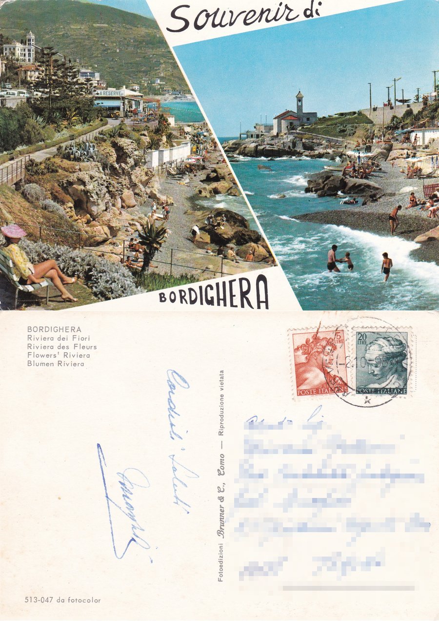 souvenir di Bordighera (IM). Viaggiata