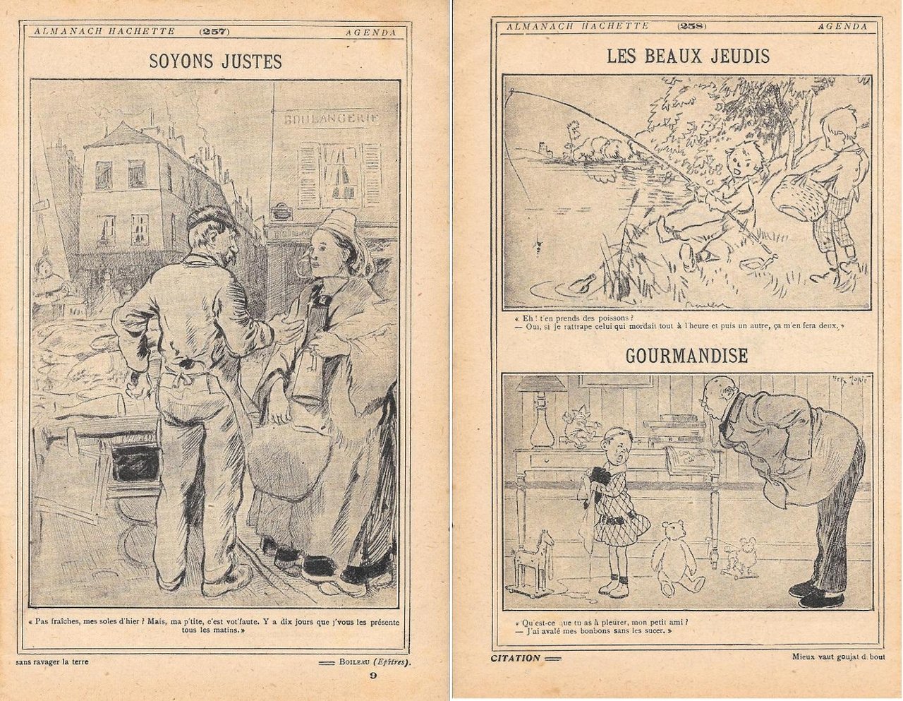 Soyon justes/Le beaux jeudis/Gourmandise. Stampa 1923 fronte retro