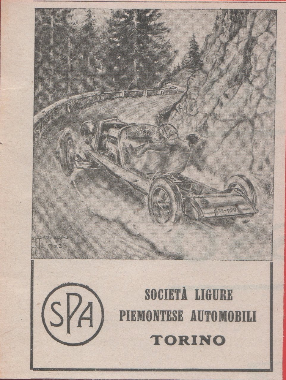 SPA. Società Ligure Piemontese Automobili. Advertising 1924