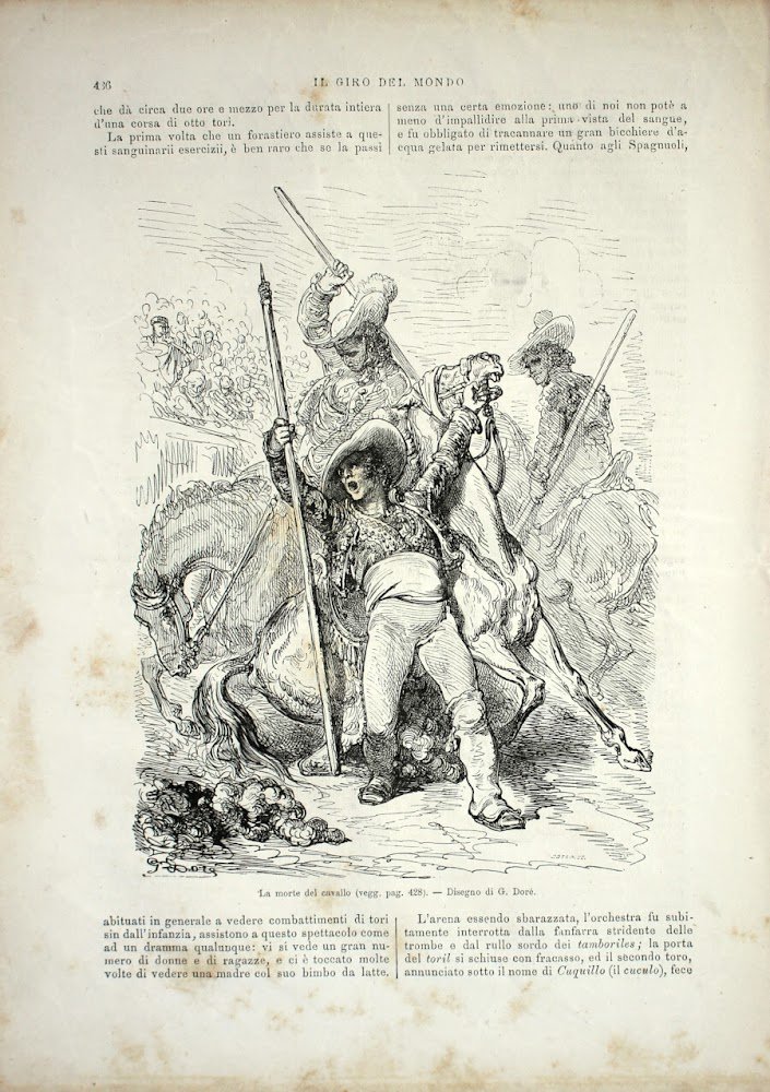 Spagna. la morte del cavallo/El Gordito. Stampa 1864