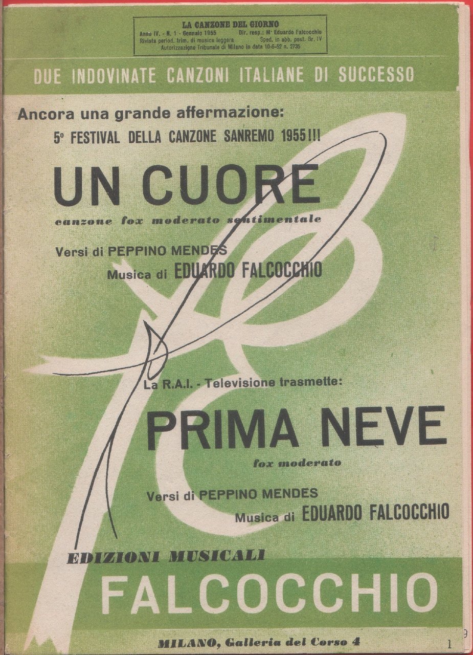 Spartito.Un cuore; Prima neve. Ediz. Falcocchio