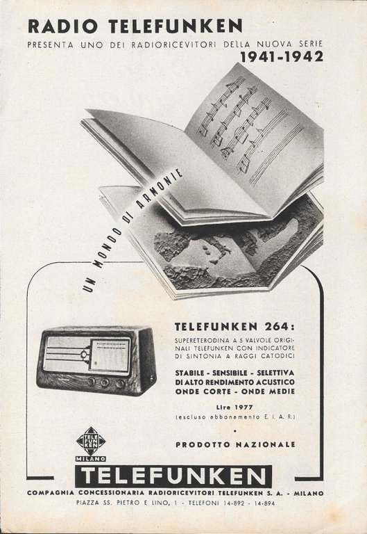 Sport invernali, ENIT/ Radio Telefunken - Advertising 1941