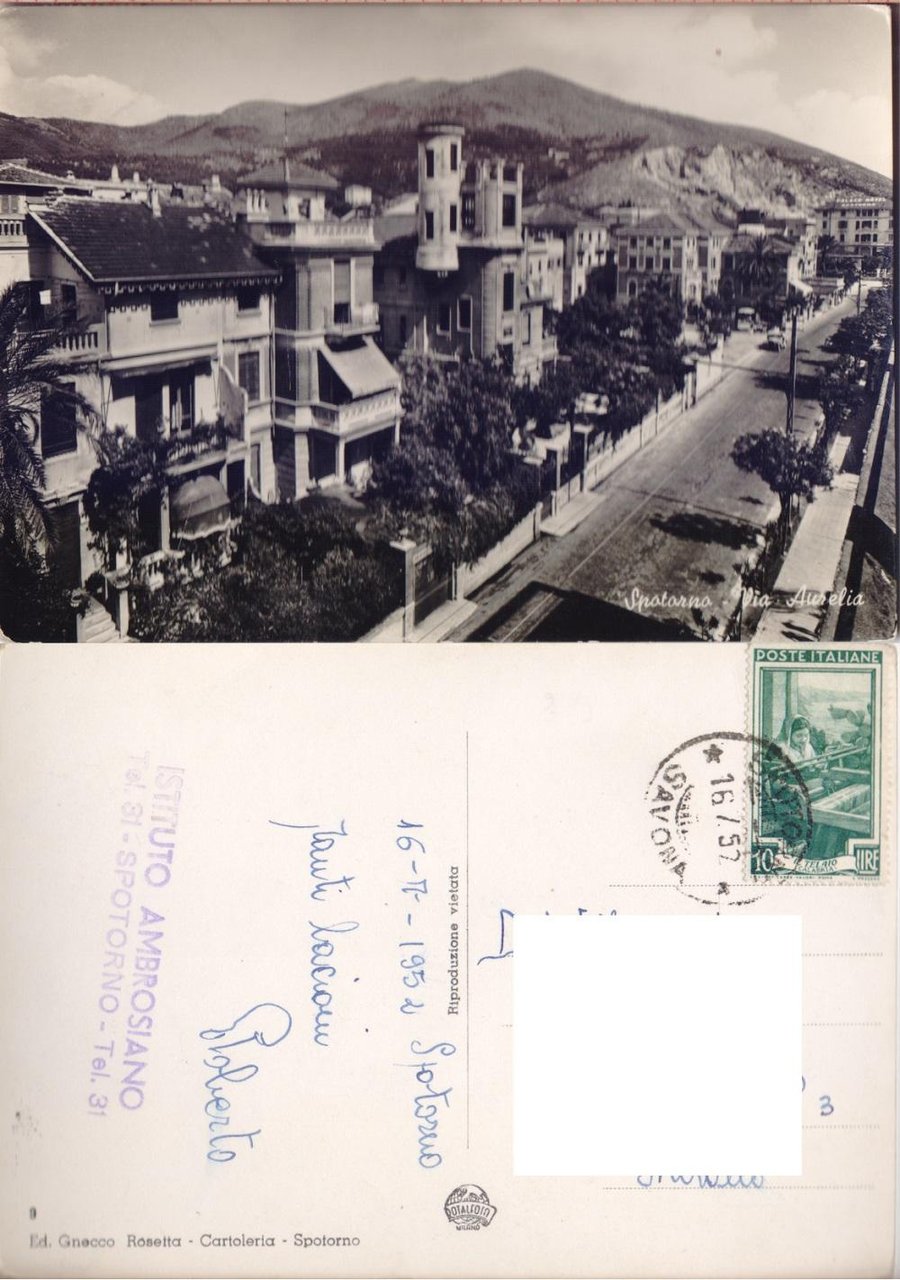 Spotorno. Via Aurelia. Viaggiata 1952