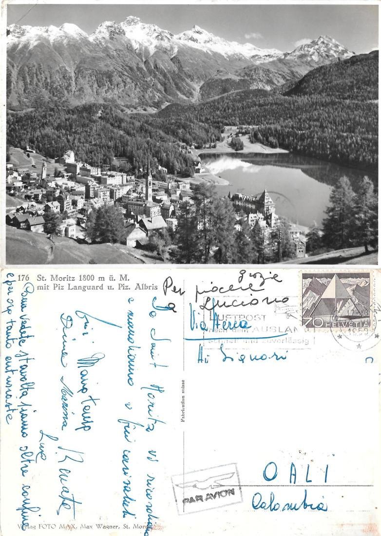 St. Moritz mit Piz Languard und Piz. Albris Viaggiata 1959