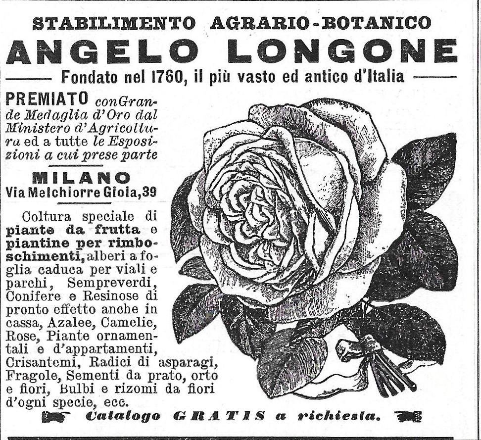 Stabilimento agrario-botanico Angelo Longone, Milano. Advertising 1916