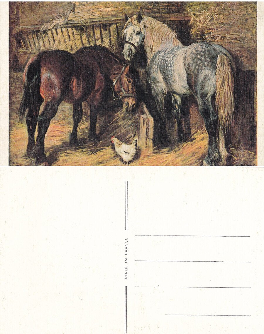 Stalla con cavalli (pittorica). Non viaggiata