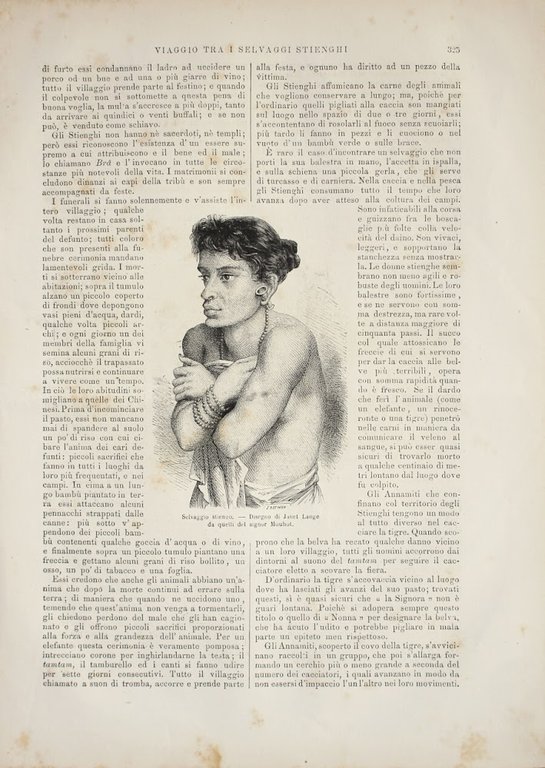 Stienghi (Cambogia): Seminagione nei campi/Selvaggio stiengo. Stampa 1863.