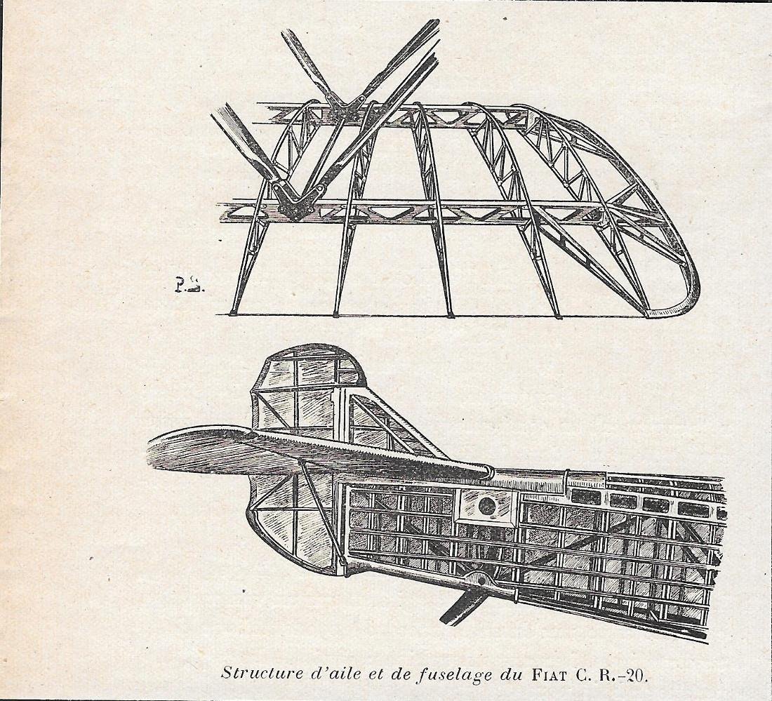 Structure d'aile et de fuselage du Fiat C.R.-20. Stampa 1927