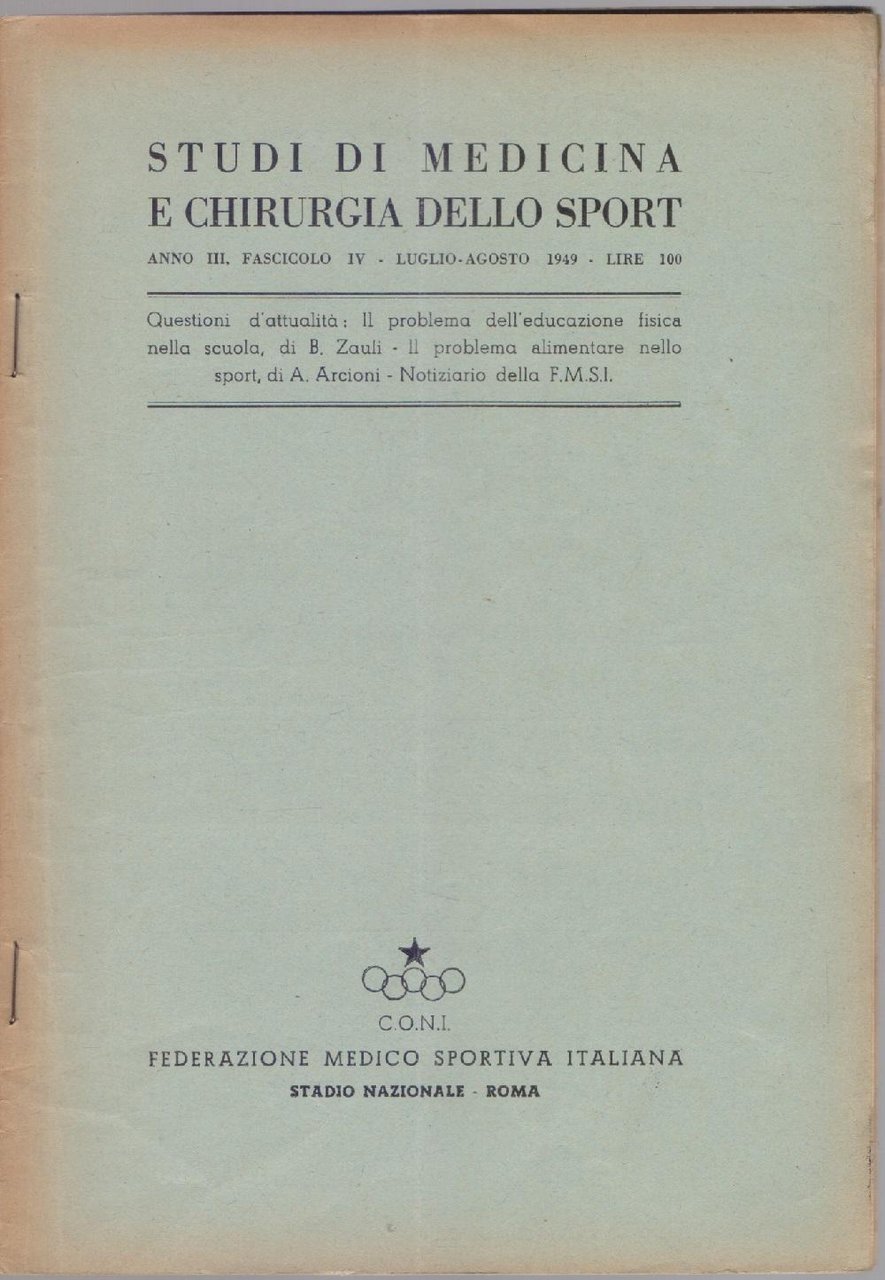 Studi di Medicina e Chirurgia dello Sport Anno III Fascicolo …