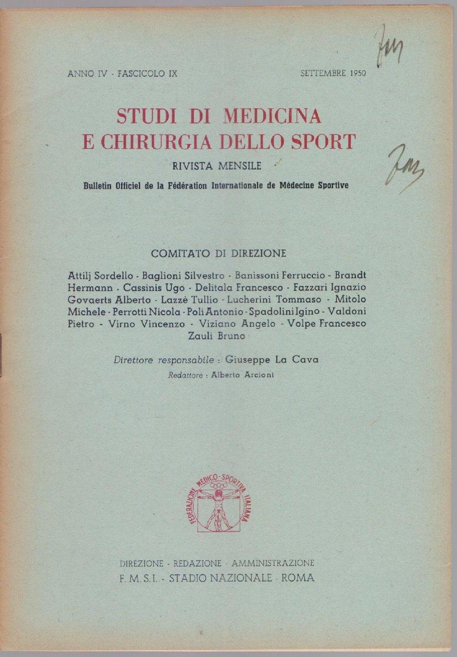 Studi di Medicina e Chirurgia dello Sport Anno IV Fascicolo …