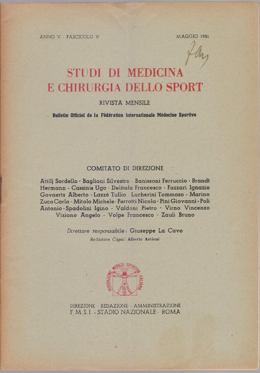 Studi di Medicina e Chirurgia dello Sport Anno V Fascicolo …