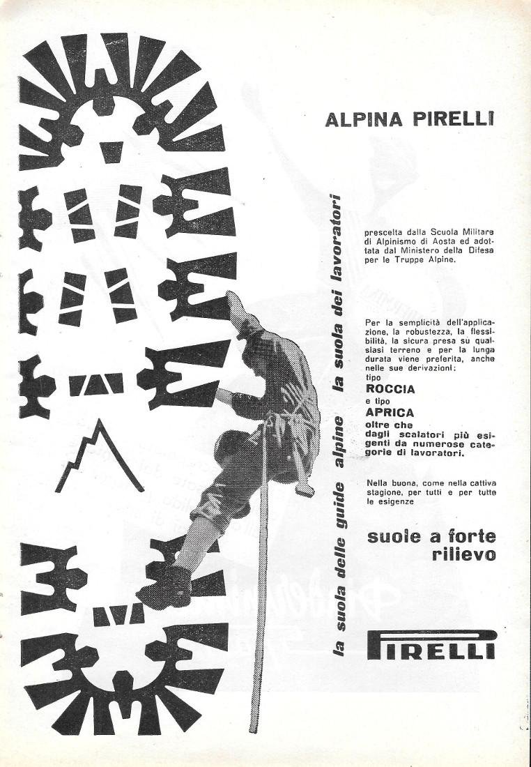 Suole Alpina Pirelli / Diadermina Sport. Advertising 1958