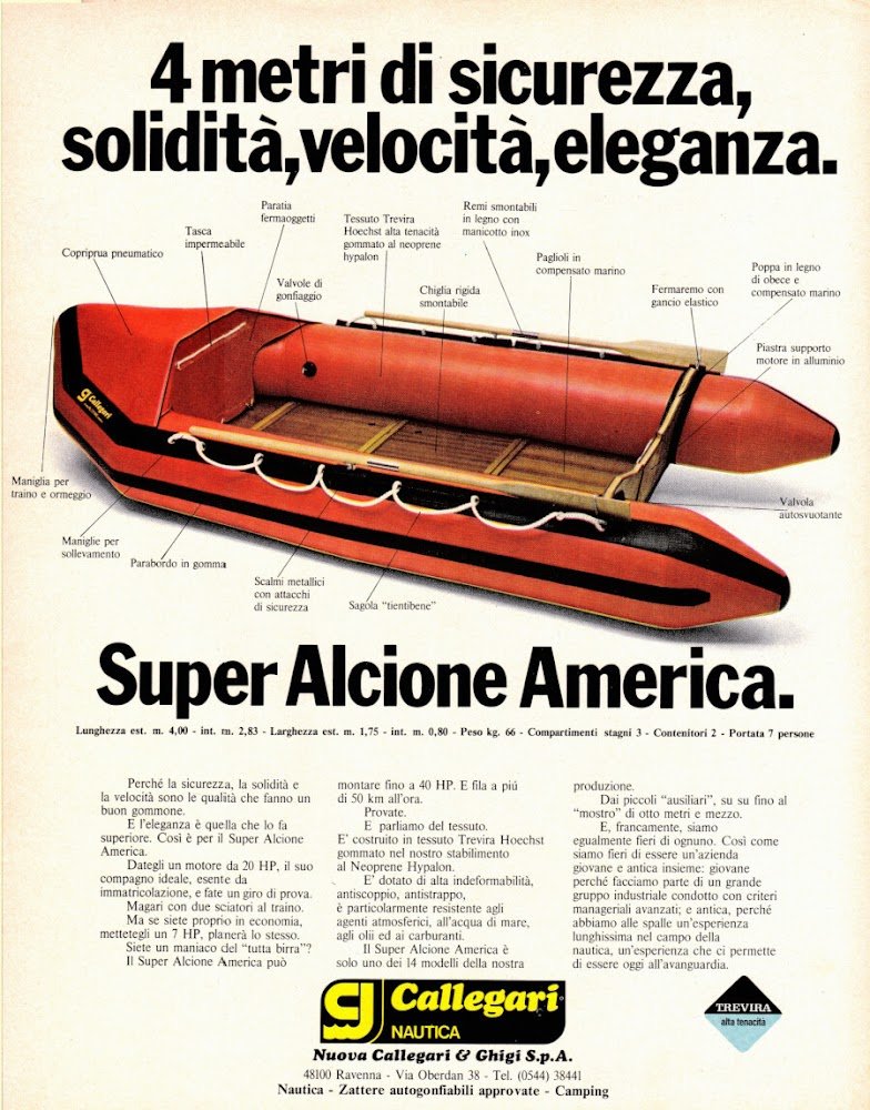 Super Alcione America, Callegari/Fuoribordo Johnson 15. Advertising 1974