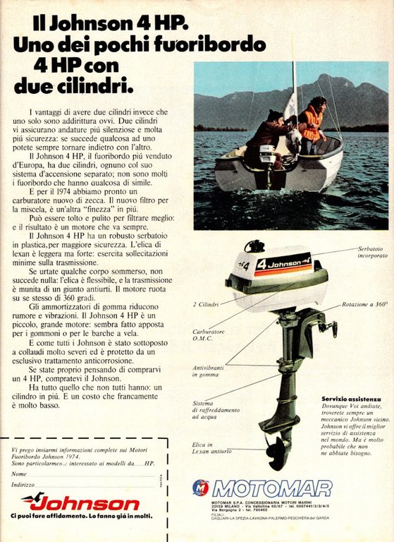 Super Alcione America, Callegari/Fuoribordo Johnson 15. Advertising 1974