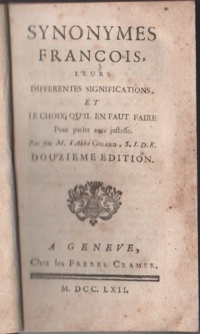 Synonymes François, leur differentes significations ... - Gabriel Girard