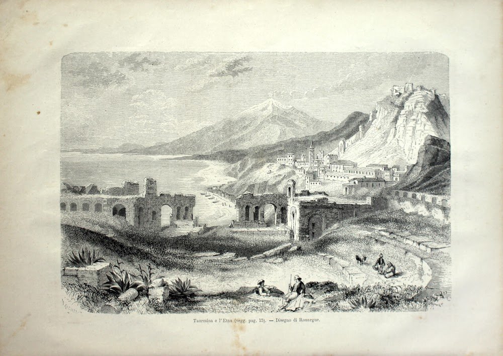 Taormina e l'Etna. Stampa 1864