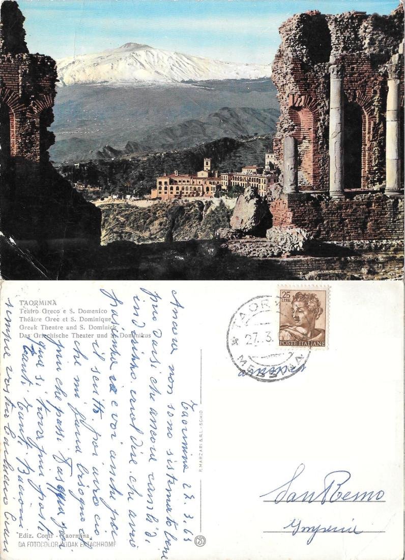 Taormina. Teatro Greco e S. Domenico. Viaggiata 1963