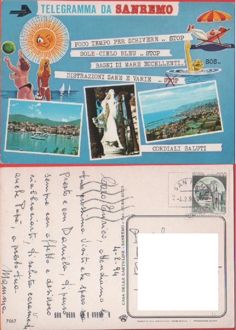 Telegramma da Sanremo. Viaggiata 1994
