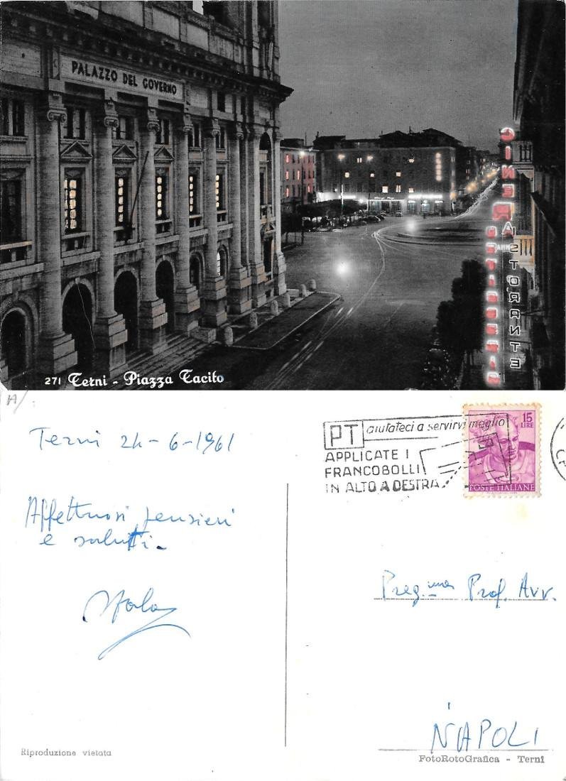 Terni. Piazza Tacito. Viaggiata 1961