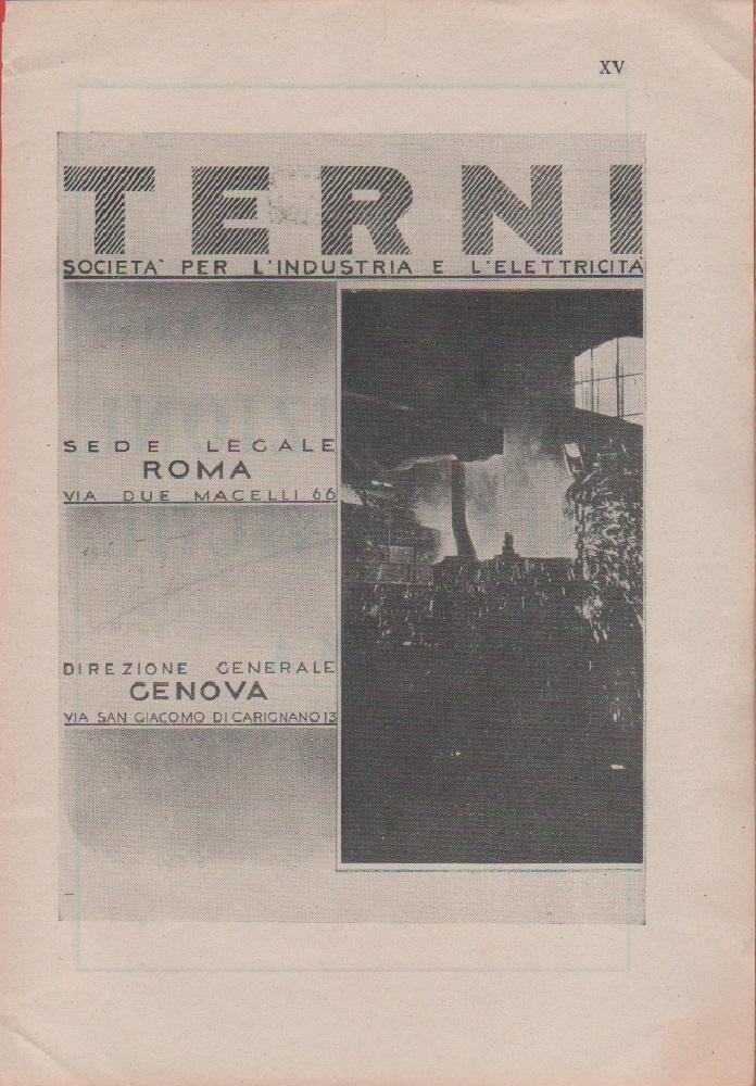 Terni. Società per l'Industria e l'Elettricità. Pubblicità 1940