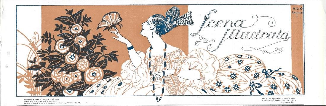 Testata de Scena Illustrata. Illustratore Ezio Anichini. Stampa 1923