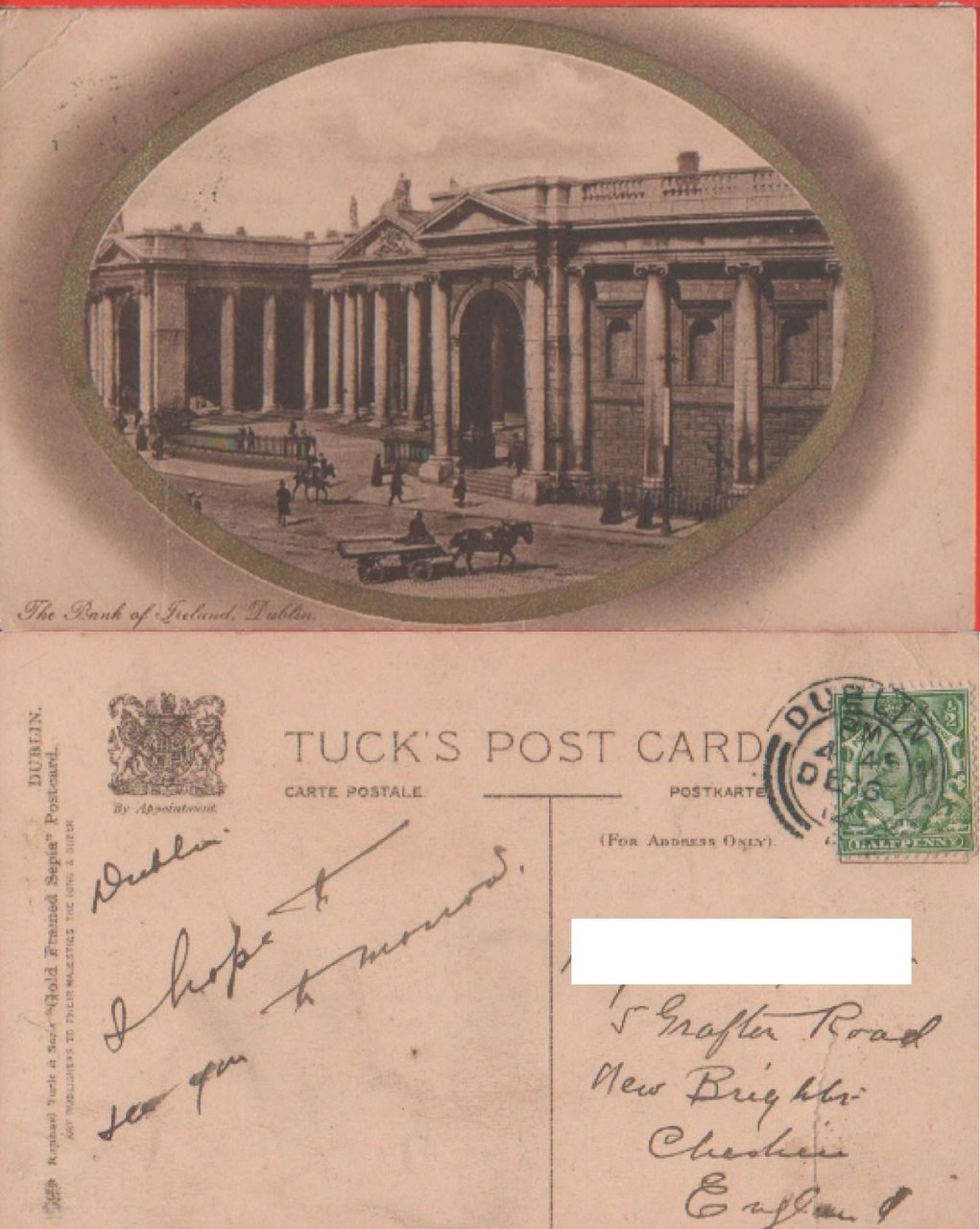 The Bank of Ireland. Dublin (Irlanda) - Viaggiata 1912