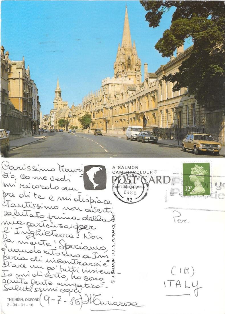 The High Oxford (UK). Viaggiata 1986
