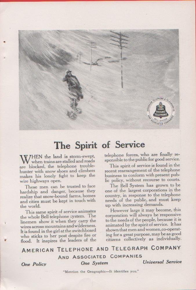 The spirit of service. American Telephone and Telegraph Co. Pubblicità …